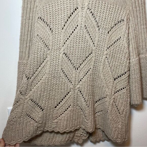 SUNDANCE Alpaca/Acrylic Open Knit 3/4 Sleeve Cardigan Sweater Brown Sz Small - Picture 11 of 12